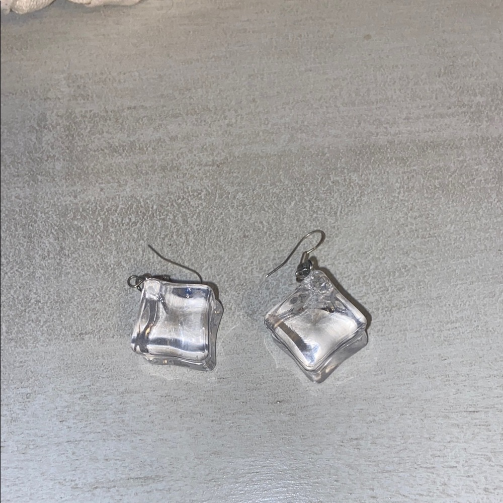 Clear Square Dangle Earrings